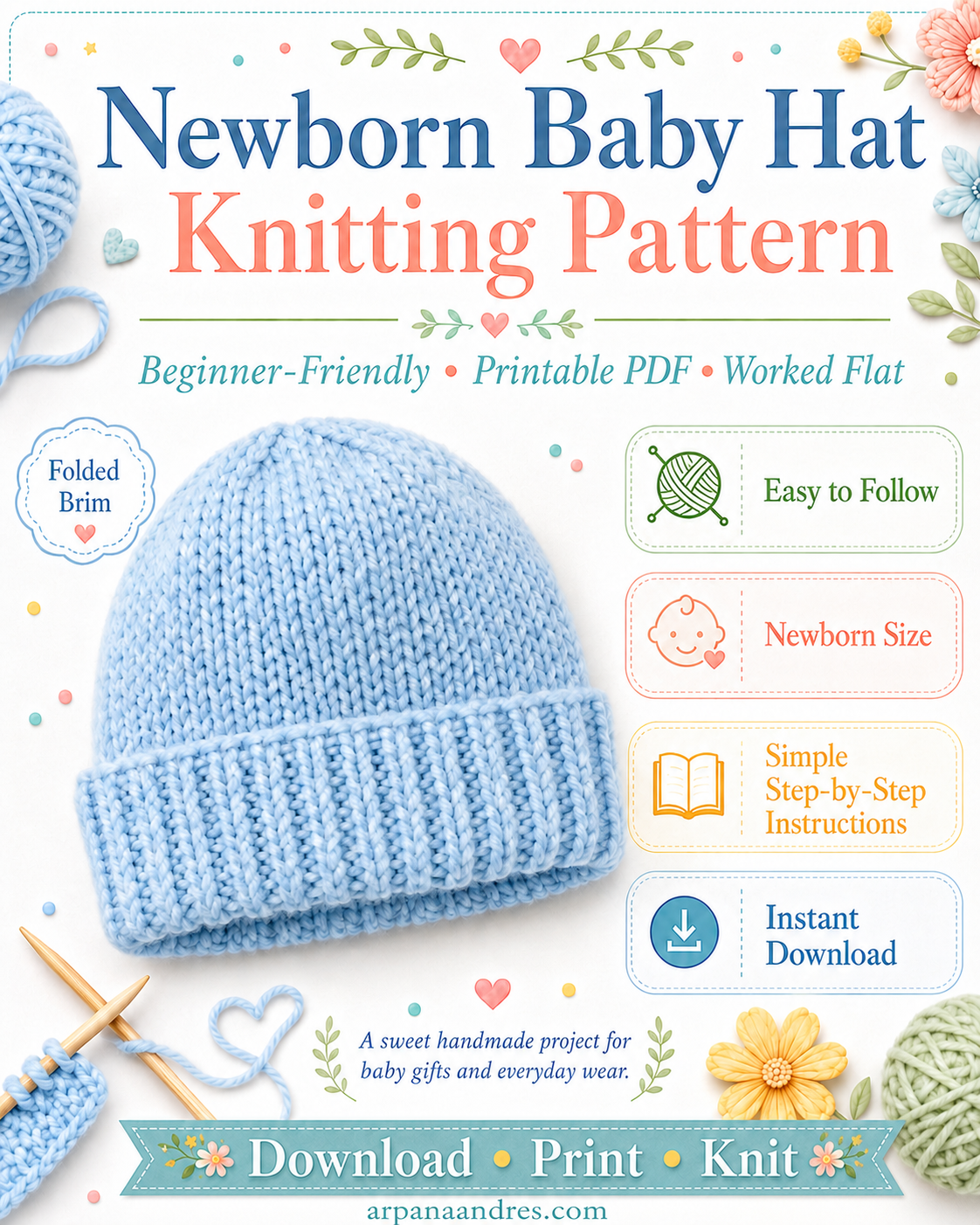 New Born Hat Knitting Pattern